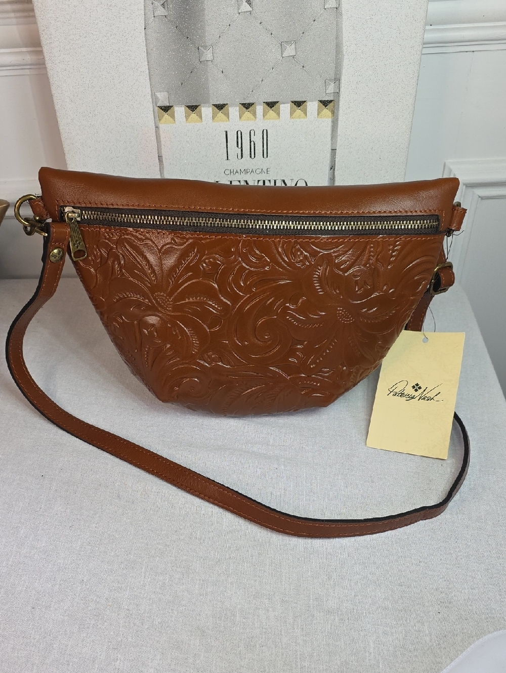 Patricia Nash Tinchi Floremce Tooled Leather Crossbody